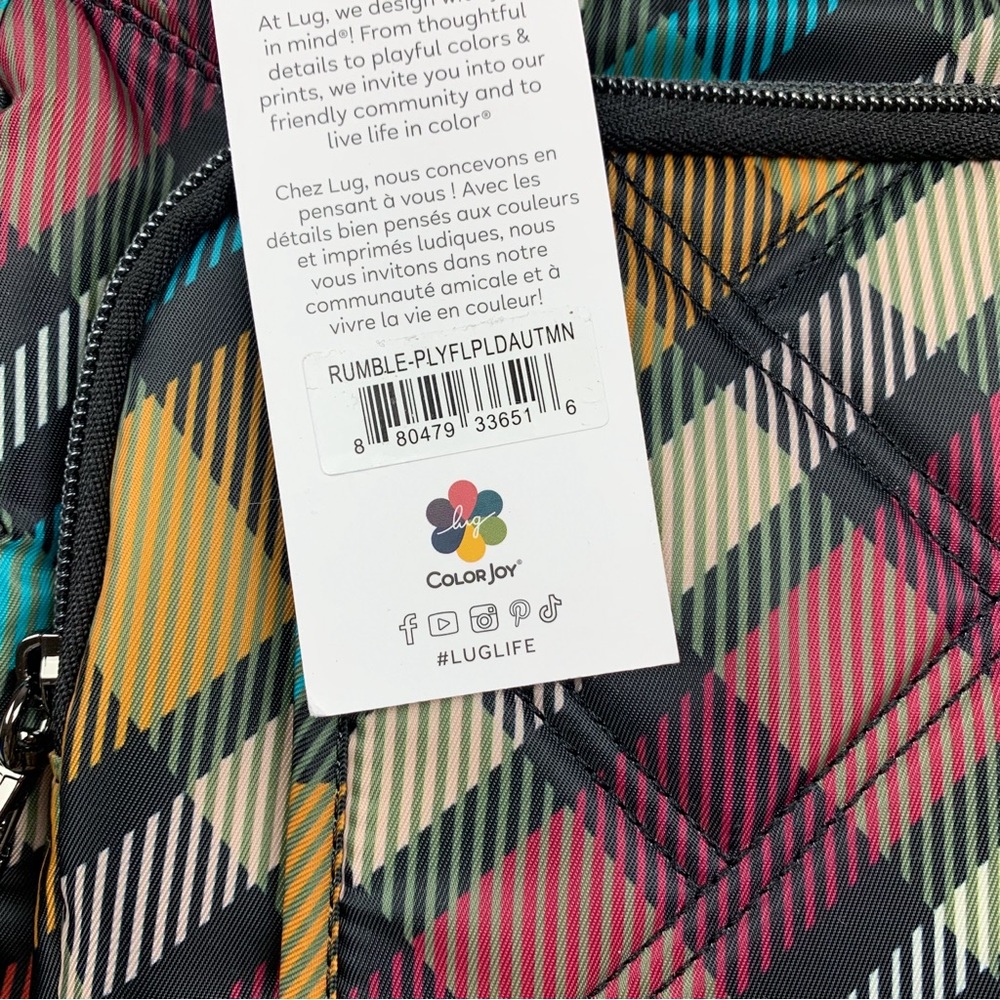 Lug Rumble Satchel Bag Playful Plaid Autumn NEW RFID Crossbody Rainbow Quilted - Picture 4 of 12